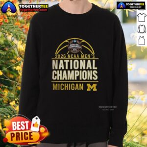 Michigan Wolverines sweatshirt celebrating the 2026 NCAA Men's Basketball National Champions with bold team graphics.