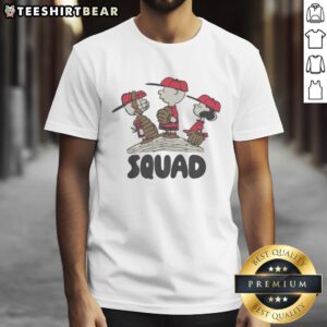 Original Peanuts 34 Sleeve Raglan Baseball Squad T-Shirt featuring classic cartoon characters in a stylish design.