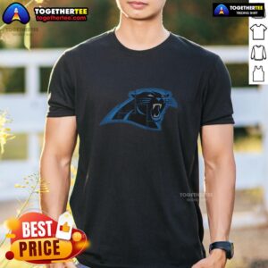 Top Carolina Panthers Rivet Logo T-Shirt featuring a bold team logo, perfect for fans and game day attire.