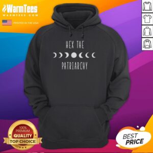 Alt Text: Official Hex The Patriarchy Moon Phase Witchcraft Hoodie featuring feminist designs and celestial motifs.
