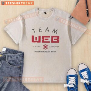 Pretty Team Web Invent Empower Worldwide Engineering Brigade washed t-shirt in vibrant colors, ideal for tech enthusiasts.