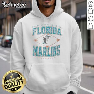 Awesome Florida Marlins Major League Baseball Cooperstown Diamond Hoodie featuring team colors and logo.