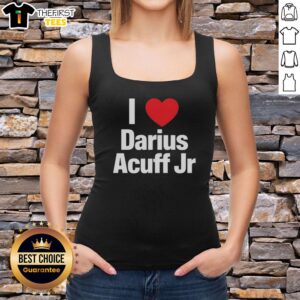 Darius Acuff Jr. wearing a stylish 'I Heart Darius Acuff Jr.' tank top, showcasing his trendy fashion statement.