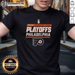 Nice Philadelphia Flyers NHL Stanley Cup Playoffs 2023 T-Shirt featuring bold team graphics and vibrant colors.
