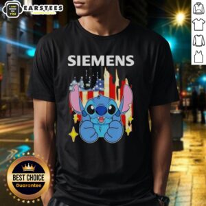 Alt Text: Cute Stitch Like Siemens USA Flag T-Shirt featuring a stylish design and vibrant colors, perfect for patriotic occasions.