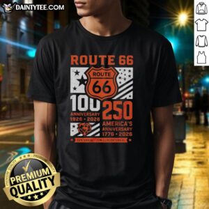 Chicago Bears Route 66 Centennial T-Shirt celebrating 100th Anniversary 1926-2026, perfect for fans and collectors.