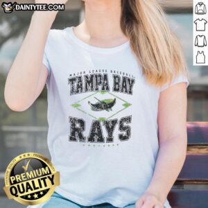 Hot Tampa Bay Rays Major League Baseball Cooperstown Diamond Ladies Tee featuring vibrant team colors and logo.