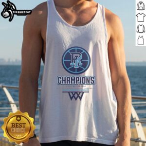 Top Rhode Island Women's Basketball 2026 Betterment Atlantic 10 Championship tank top featuring team colors and logo.