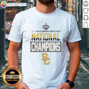 Alt Text: 2026 NCAA Women's Water Polo National Champions T-Shirt from the University of Southern California, celebrating their victory.