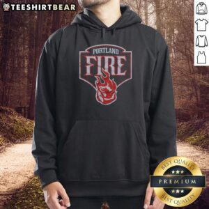 Alt Text: Original Portland Fire logo hoodie featuring a bold design, perfect for fans and casual wear enthusiasts.