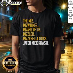 Nice The Miz Mizwaukee Mizard Of Oz T-Shirt featuring Jacob Misiorowski design, perfect for wrestling fans and collectors.