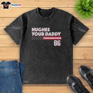 Premium Jack Hughes Your Daddy 86 Retro Washed T-Shirt featuring a stylish design, perfect for fans and casual wear.