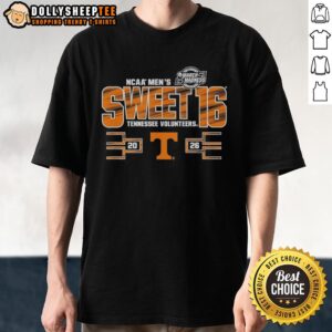 Alt Text: Top Tennessee Volunteers NCAA Men's Sweet 16 2026 March Madness T-shirt featuring team colors and logo.