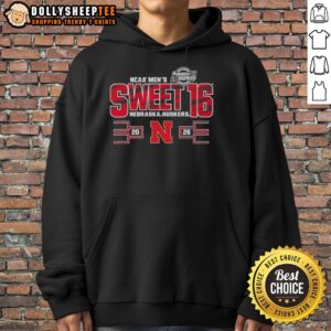 Alt Text: Top Nebraska Cornhuskers Sweet 16 2026 Men's March Madness hoodie featuring team colors and logo design.