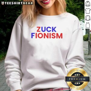 Premium Fck Zuck Fionism Sweatshirt in black, featuring bold graphic print and comfortable fit for casual wear.