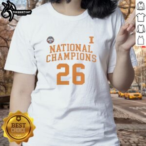 Premium NCAA Division I Men's Basketball Illinois 26 National Champions Ladies Tee featuring vibrant team colors and logo.