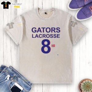 Premium Gators Lacrosse 8 Libb LLC washed t-shirt in navy blue, perfect for fans and players of lacrosse apparel.