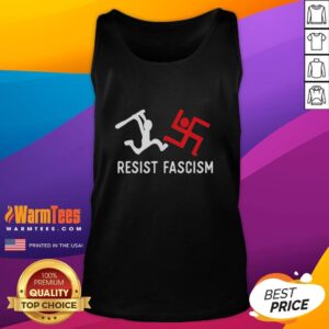 Good Resist Fascism tank top featuring bold text design, perfect for advocating social justice and political awareness.