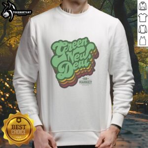 Official Green New Deal sweatshirt featuring bold text design, perfect for eco-conscious fashion enthusiasts.