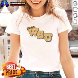Premium Wichita State Est 1895 gold ladies tee featuring a stylish design for dedicated fans and comfortable wear.