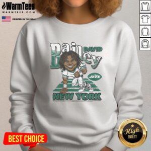 Awesome New York Jets David Bailey sweatshirt featuring bold team logo and vibrant colors, perfect for fans.