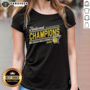 Good Michigan 2026 Basketball National Champions ladies tee showcasing team pride in stylish design and vibrant colors.