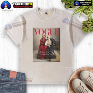Miranda and Anna in Vogue Magazine 2026, showcasing a stylish washed t-shirt in a captivating double portrait.