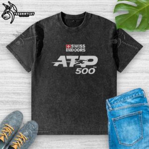 Awesome Swiss Indoors Basel ATP 500 washed t-shirt featuring vibrant colors and stylish design for tennis fans.