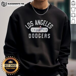 Vintage 1958 Los Angeles Dodgers logo sweatshirt showcasing classic team pride in stylish design.