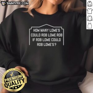 Funny 'How Many Lowes Could Rob Lowe' sweatshirt design featuring playful text and vibrant colors for fans of Rob Lowe.