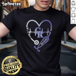 Pretty Colorado Rockies heart and soul t-shirt featuring a stethoscope and heartbeat design, perfect for healthcare lovers.