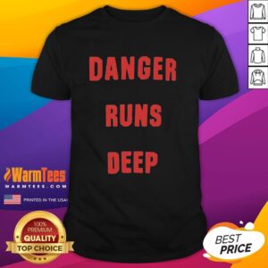 Official Danger Runs Deep T-Shirt featuring bold graphic design and vibrant colors, perfect for fans of edgy apparel.
