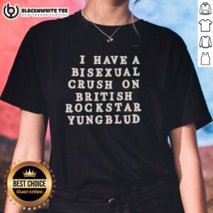 Premium ladies tee featuring 'I Have A Bisexual Crush On British Rockstar Yungblud' design, perfect for fans.