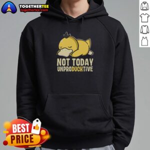 Cozy Psyduck hoodie featuring 'Top-Not-Today-Unproductive' design, perfect for Pokemon fans and casual wear.