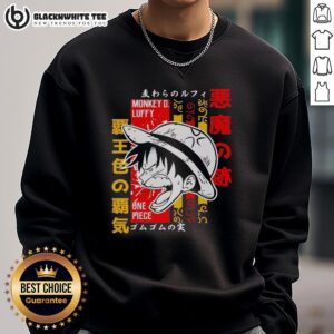 Good Monkey D. Luffy One Piece anime graphic sweatshirt featuring vibrant colors and iconic character design.