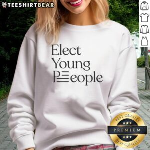 Young people wearing a 'Good Elect' sweatshirt, promoting civic engagement and youth participation in elections.