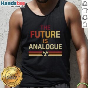 Hot-The-Future-Is-Analogue tank top featuring a retro design, perfect for casual wear and showcasing vintage style.