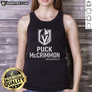 Top Puck McCrimmon Vegas Golden Knights logo tank top featuring bold team colors and design for fans.