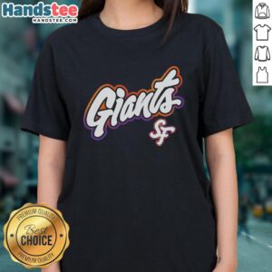 Alt Text: Ladies' tee featuring the San Francisco Giants City Connect design, perfect for pregame festivities.