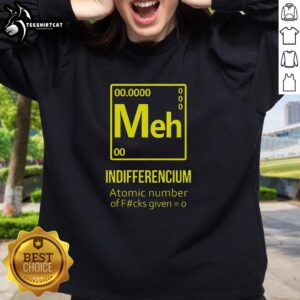 Cozy Nice-Meh-Indifferencium sweatshirt featuring a playful graphic design, perfect for casual wear and expressing laid-back vibes.