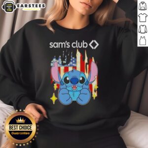 Alt Text: Cute Stitch-style sweatshirt featuring the USA flag, perfect for showing patriotism at Sam's Club.