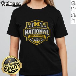 Top Michigan Wolverines 2026 NCAA Men's Basketball National Champions Half-Court Hero Ladies Tee showcasing team pride.