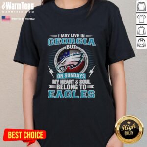 Philadelphia Eagles ladies tee: 'I may live in Georgia, but on Sundays, my heart belongs to the Eagles' design.