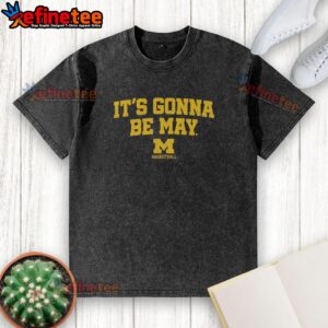 Alt Text: Official Michigan Wolverines Basketball It's Gonna Be May logo washed t-shirt showcasing team spirit and style.