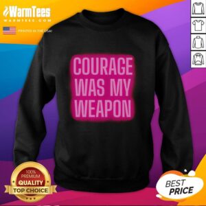 Light neon sweatshirt with 'Good Courage Was My Weapon' graphic for stylish, motivational apparel.