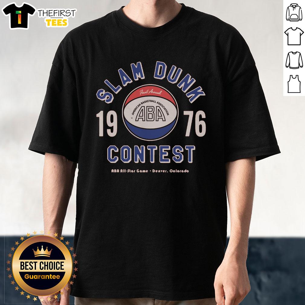 awesome-aba-1976-slam-dunk-contest-t-shirt Alt Text: Awesome Aba 1976 Slam Dunk Contest T-Shirt featuring vintage design and vibrant colors, perfect for basketball fans.
