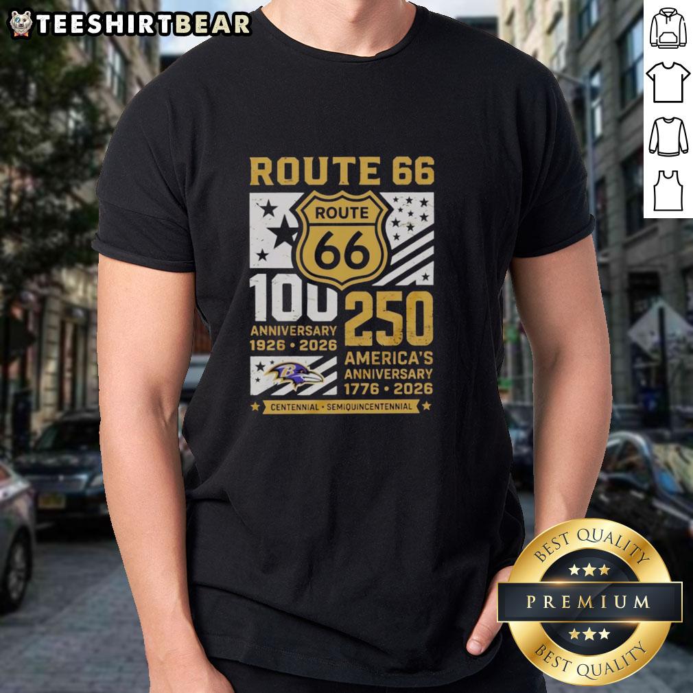 awesome-baltimore-ravens-route-66-centennial-100th-anniversary-1926-2026-250th-america-anniversary-t-shirt-1 Awesome Baltimore Ravens Route 66 Centennial T-Shirt celebrating 100th & 250th anniversaries of America, 1926-2026.