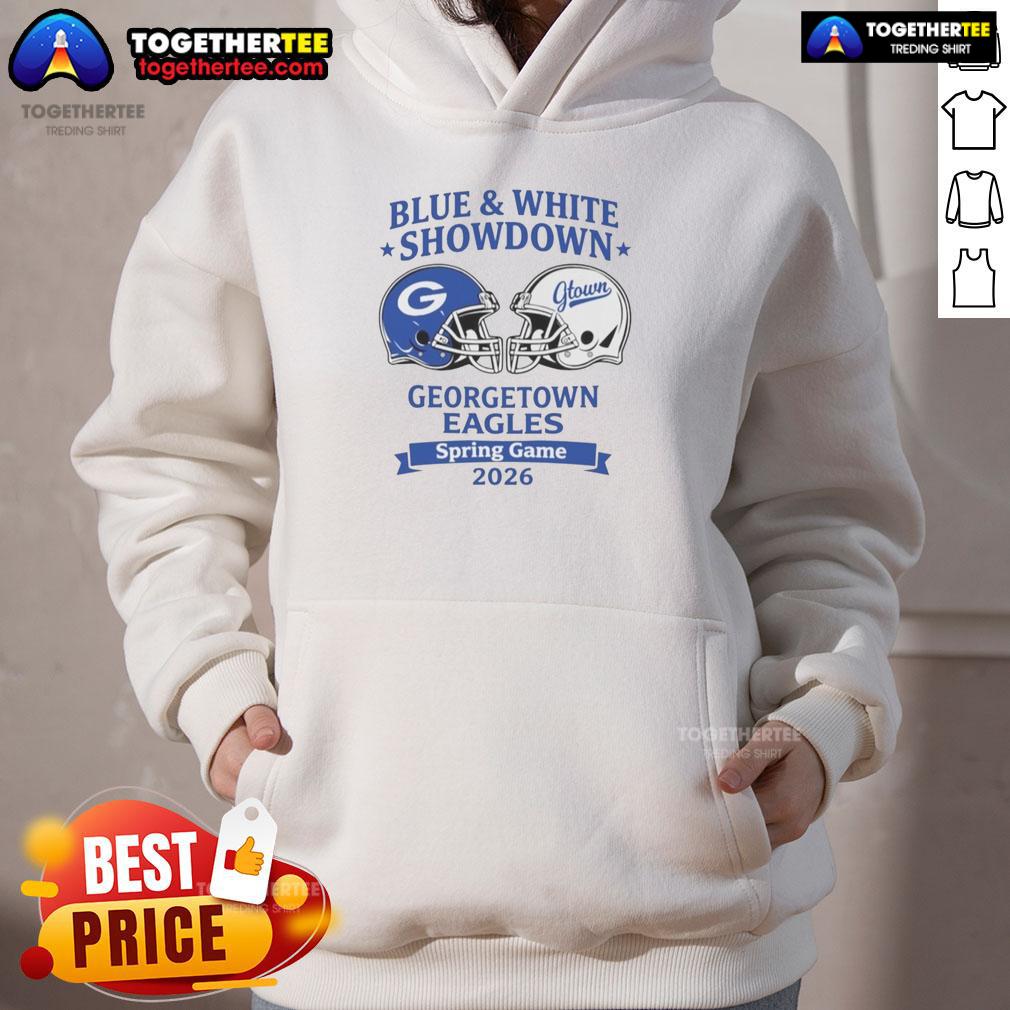 Awesome Blue And White Showdown Georgetown Eagles Spring Game 2026 Hoodie Alt Text: Awesome blue and white Georgetown Eagles Spring Game 2026 hoodie, showcasing team spirit and style.