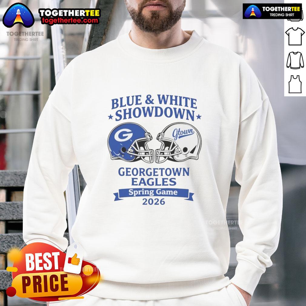 Awesome Blue And White Showdown Georgetown Eagles Spring Game 2026 Sweatshirt Awesome blue and white Georgetown Eagles Spring Game 2026 sweatshirt showcasing team spirit and style.