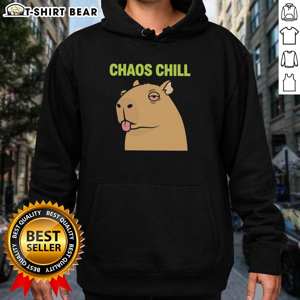 Awesome Capybara Red Eyes Sticking Out Her Tongue Chaos Chill Meme Hoodie Awesome capybara with red eyes sticking out her tongue, featured on a chill meme hoodie design.